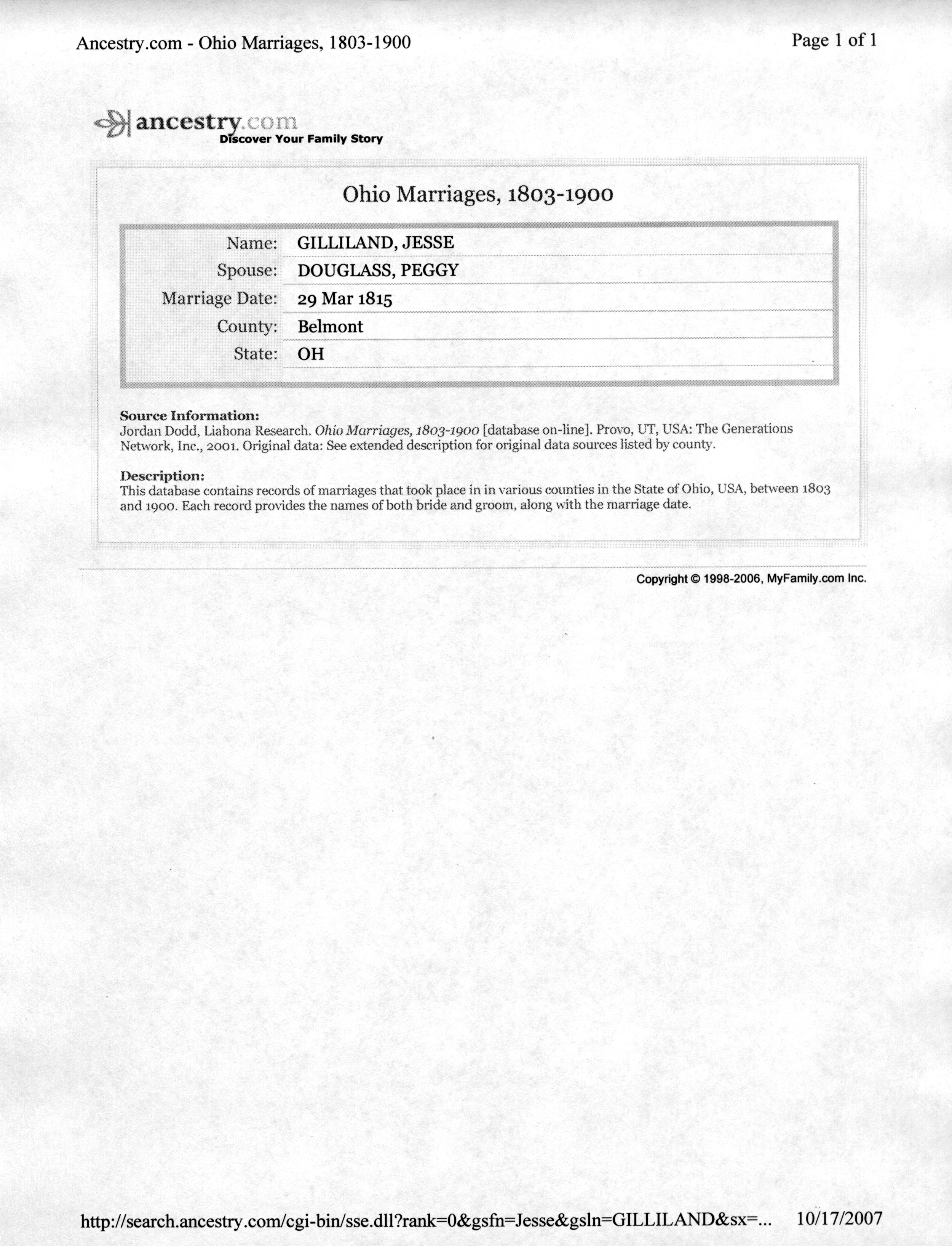 Jesse Gilliland - Ohio Marriage Record.jpg
