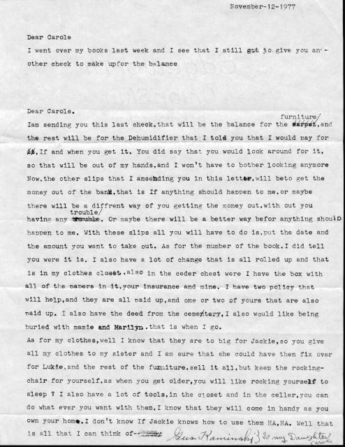 Gustav Kaminski - Letter to Daughter Carole 1.jpg