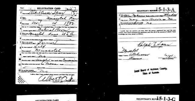 Albert Orville Speer - World War I Draft Registration Card.jpg