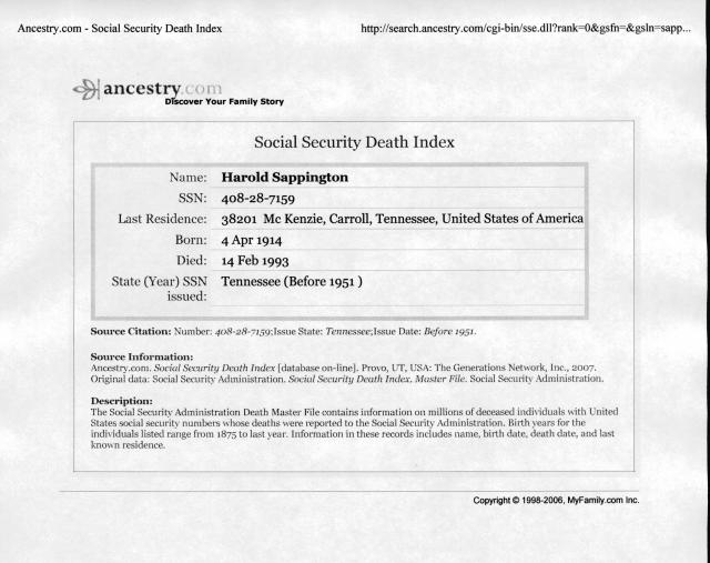 Harold Albert Sappington - Social Security Death Index.jpg