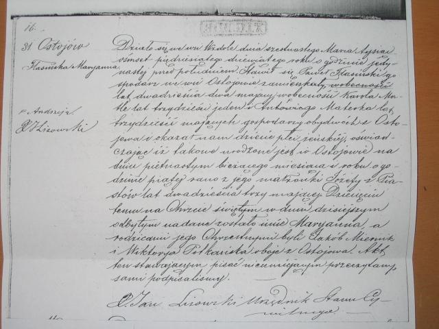Maryanna Flasinska - Birth Record 1859.jpg