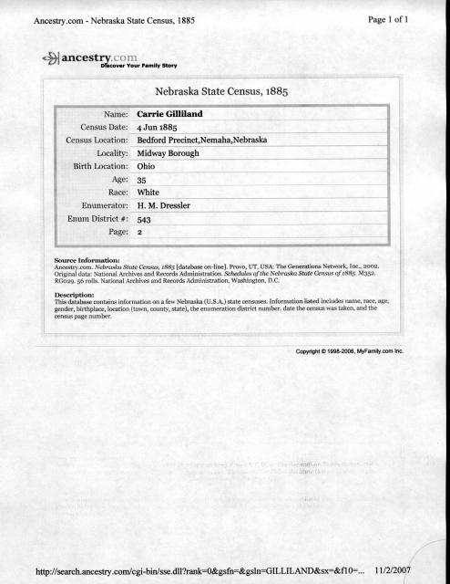 1885 Nebraska State Census - Caroline Coleman.jpg